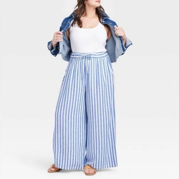 Torrid Blue and White Wide Leg Pants - Picture 3 of 16